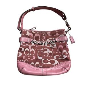 Vintage Y2K Coach Gallery Optic Signature Satchel Burgundy Purple Bag